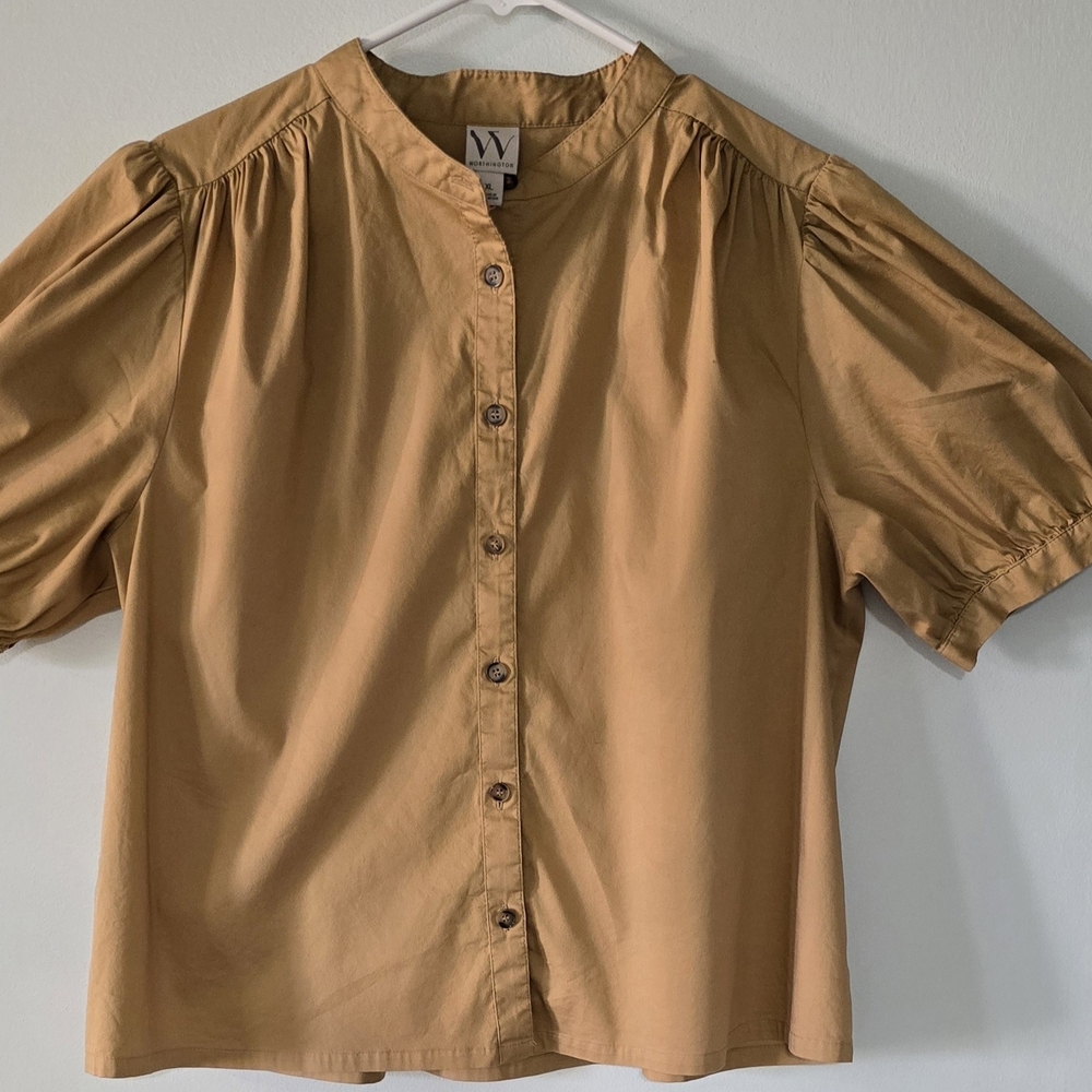 Tan Button-Up Blouse
